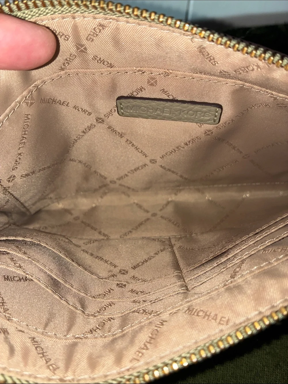 Michael Kors Green Leather Wristlet
